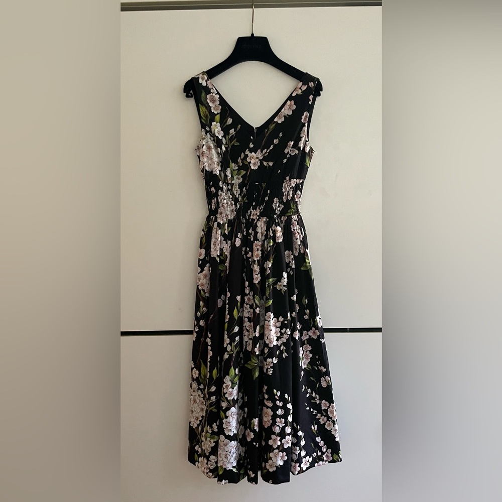 Dolce and Gabbana Black Floral V-Neck Women's Dress